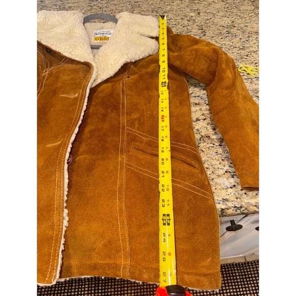 Vintage Grais Split Cowhide Marlboro Man Rancher Suede Sherpa Barn Jacket Coat 8 - Picture 9 of 10